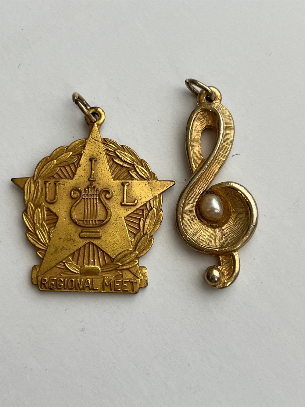 Gold-Tone Music Medals Charms Set — Treble Clef & Star Medallion